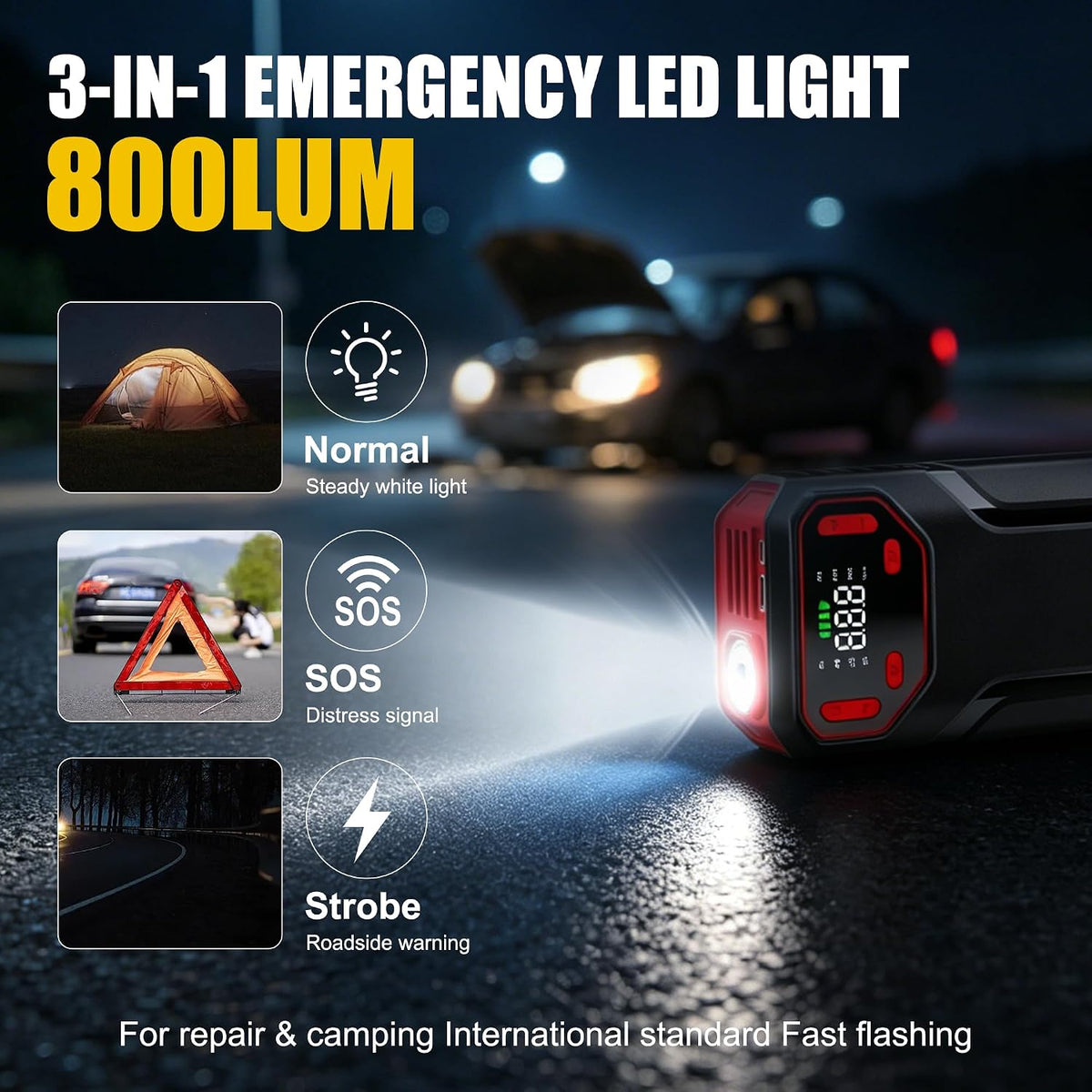10-in-1 Jump Starter with Air Compressor,5000A Battery Jump Pack 150PSI