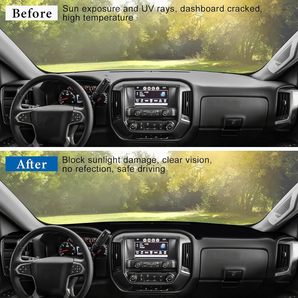 Dash Cover for Chevy Silverado 1500/GMC Sierra 1500 2014-2018 Accessories Dashboard Cover Mat for Chevy Silverado/GMC Sierra 2500HD/3500HD 2015-2019 Flannel Dash Board Protector Pad