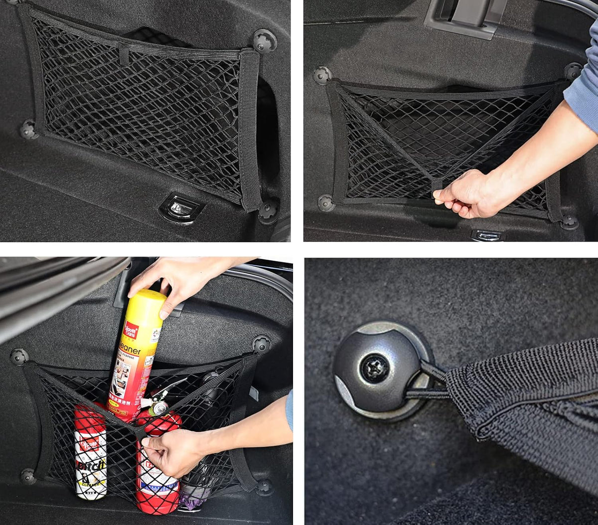 2 Pack Small Cargo Net Pocket Storage Mesh Net Elastic Automotive Cargo Nets Storage Pouch for Car Trunk Net, RV, Boat Storage Mesh Pocket Net with 8 Mounting Screws and Hooks (24 x 9.8 Inches)