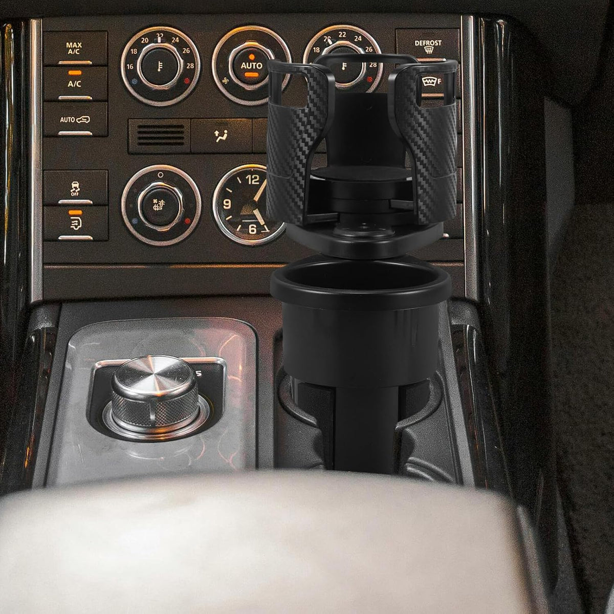 Cabilock Car Cup Holder Expander with 360° Rotating Dual Storage, Adjustable Auto Cup Holder Extender and Food Tray Organizer for Vehicle Drink and Snack Use