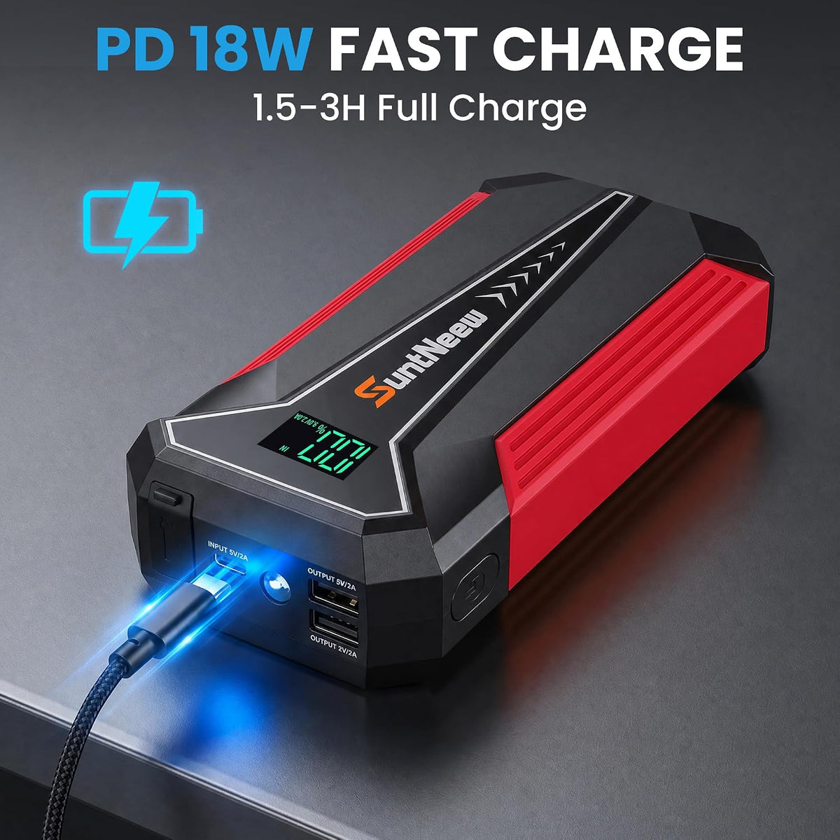 Car Battery Jump Starter 1000A 12V Lithium Jump Pack Portable