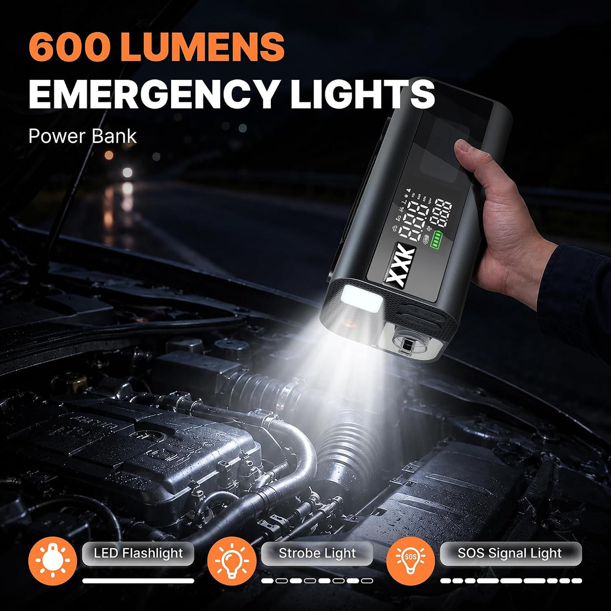9000A Jump Starter with Air Compressor, 160PSI Portable Tire Inflator