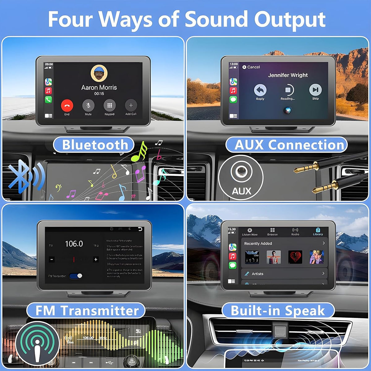 Carplay Screen for Car 7" with Wireless Apple CarPlay & Android Auto