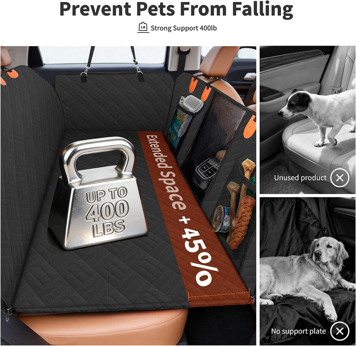 Hard Bottom Dog Seat Cover 400LBS Back Seat Extender for Large Dogs
