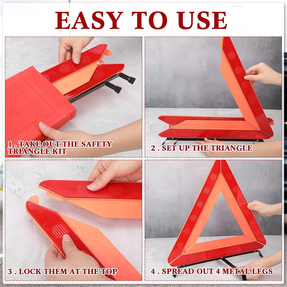Kanayu 12 Pack Emergency Warning Triangles for Vehicles with Storage Cases