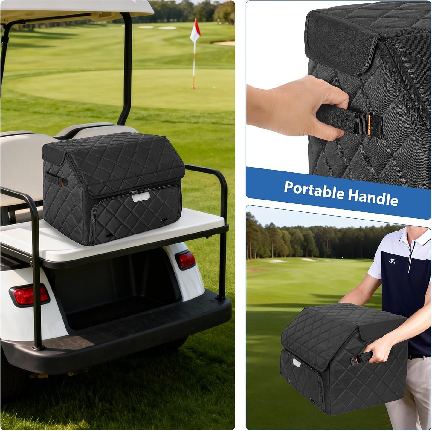 PGmoon Upgraded Golf Trunk Organizer, Golf Car Organizer with Separate Ventilated Compartment for 2 Pair Shoes, Golf Storage with Multi-Compartment for Golf Accessories, Gifts for Golfers