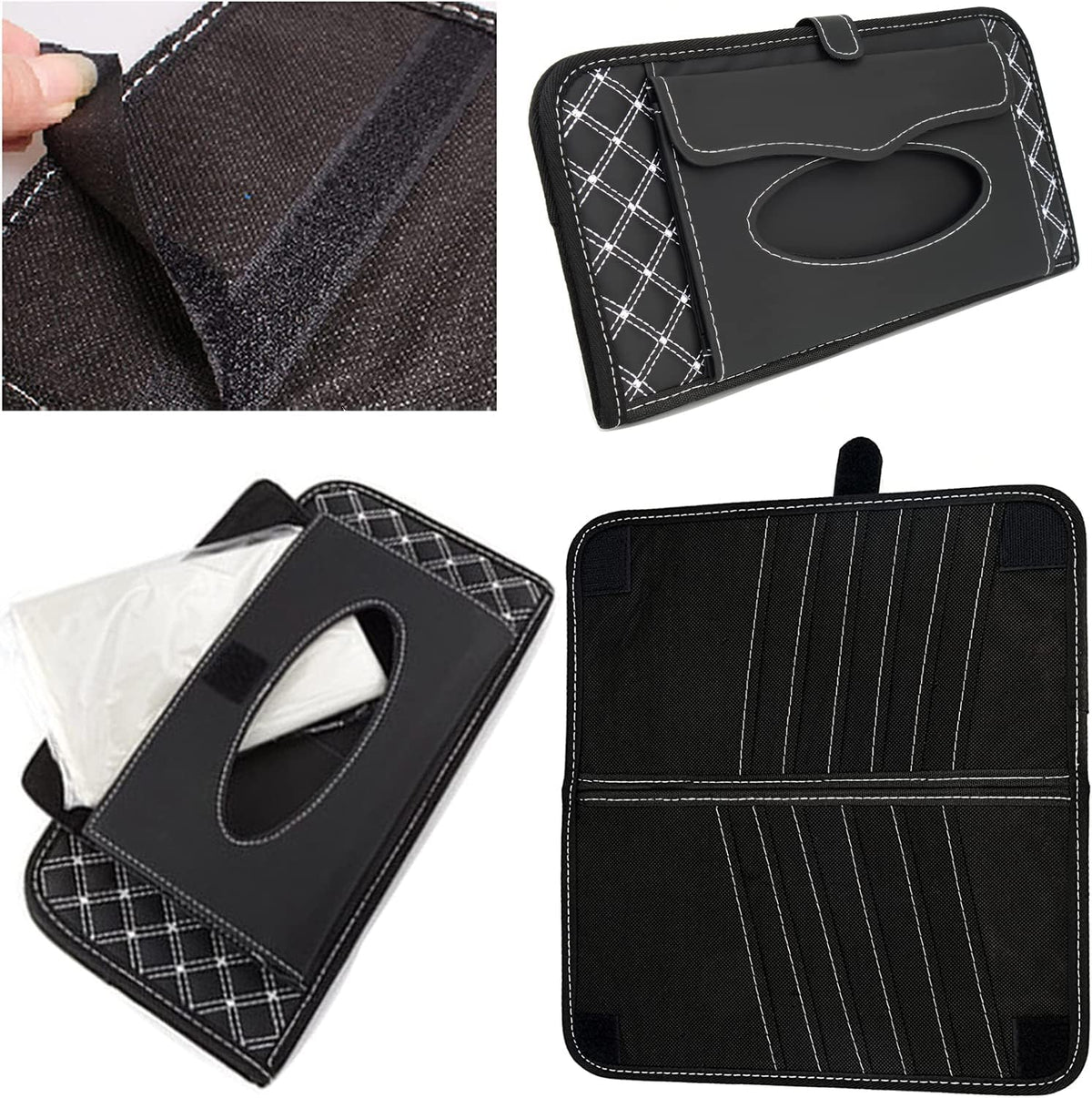 Car CD Holder Storage Case, Car Truck SUV Visor Organizer with Free Napkins, Personal Belonging and Registration, Document, Ticket Storage Pouch and 14 Pocket CD