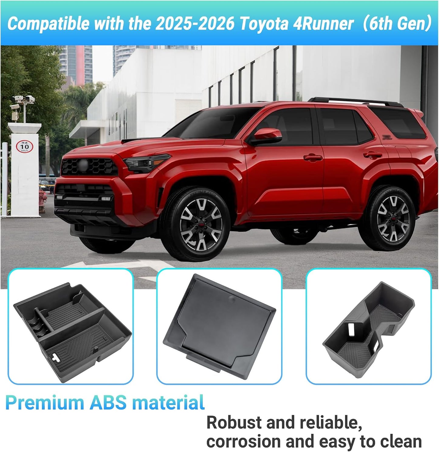 Center Console Organizer Compatible with 2025-2026 Toyota 4Runner (6th Gen) Interior Accessories, Cup Holder, Armrest Organizer Tray and Hidden Storage Box