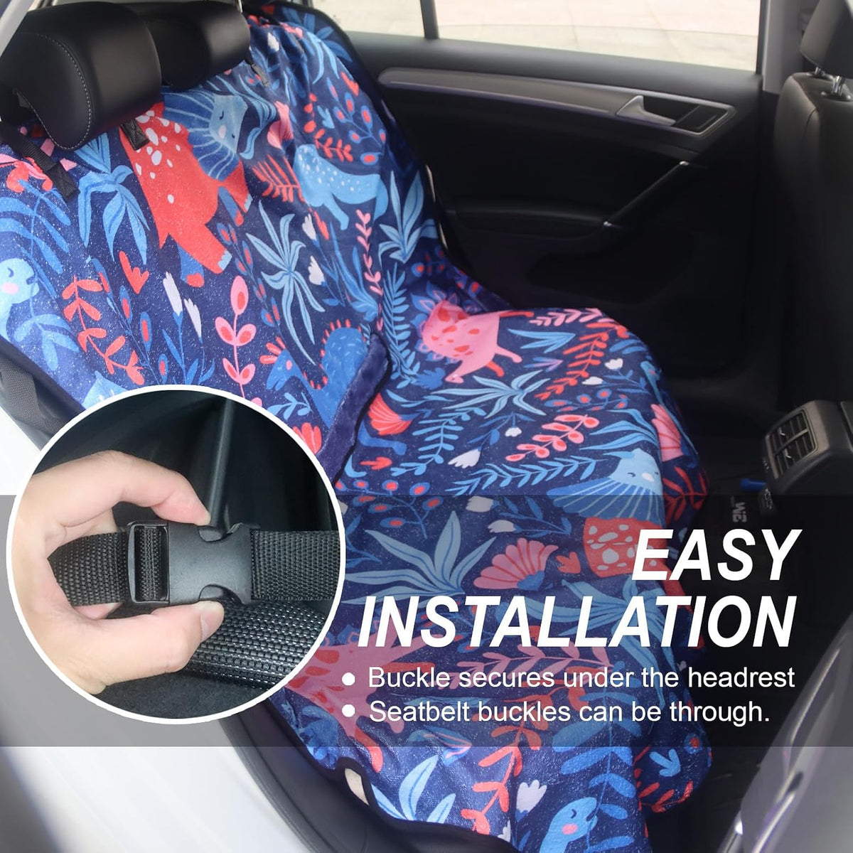 Sweat Towel Car Seat Cover Protector Front Seats for Gym Workout, Running, Swimming, Beach and Hiking, Waterproof Universal Seat Cover for Car, Trucks, Van & SUV (1, Dinosaur, Rear Seat)