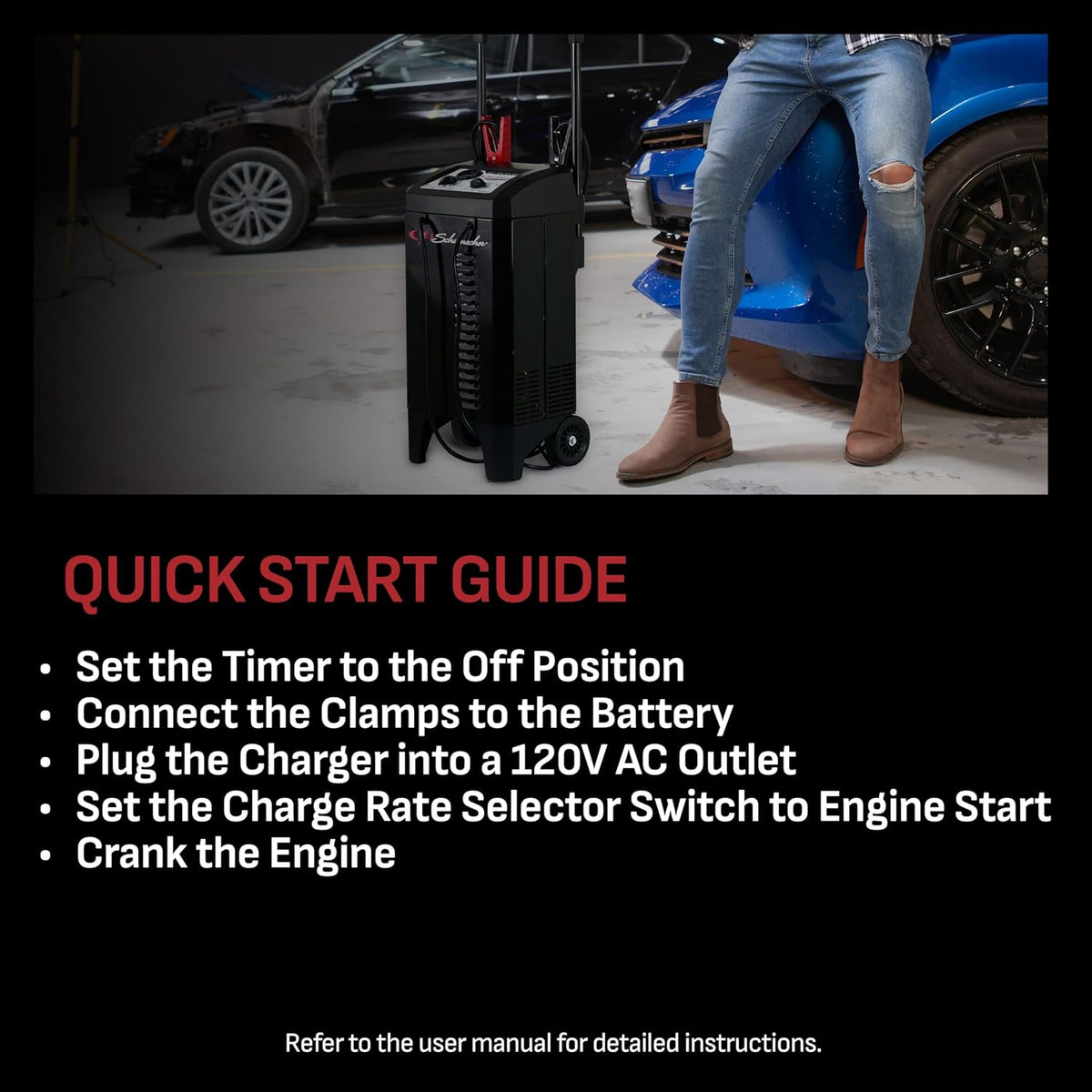 Schumacher Electric Wheeled 10A Car Battery Charger & Maintainer – SC1633
