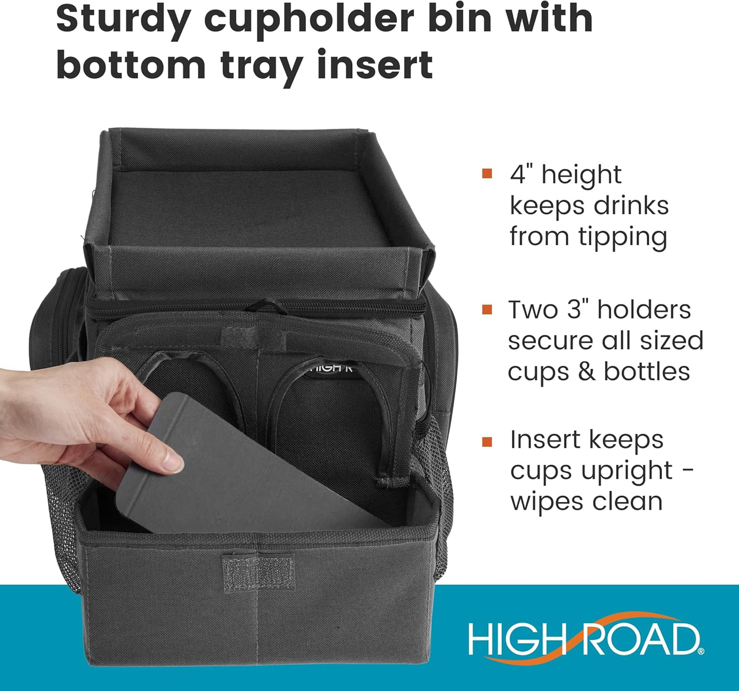 High Road CarHop Front Seat Car Organizer with Car Cup Holder, Passenger Seat Tray and Padded Filing or Cooler Compartment with Side Pocket Storage