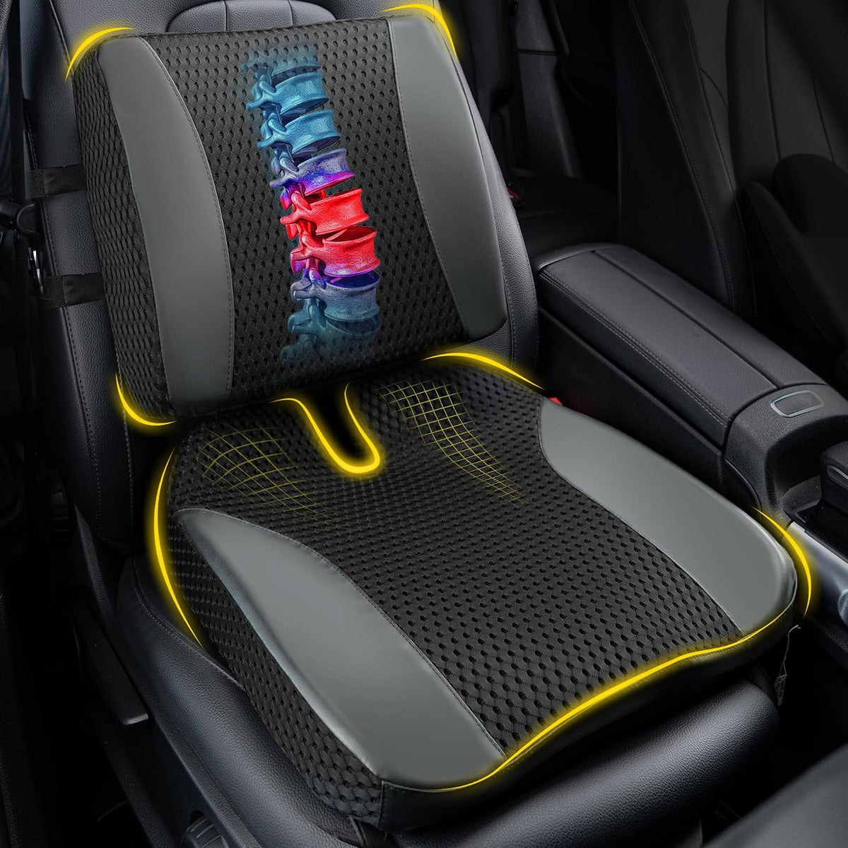 Lofty Aim Car Seat Cushion with Back Support, Lumbar Support Pillow Set