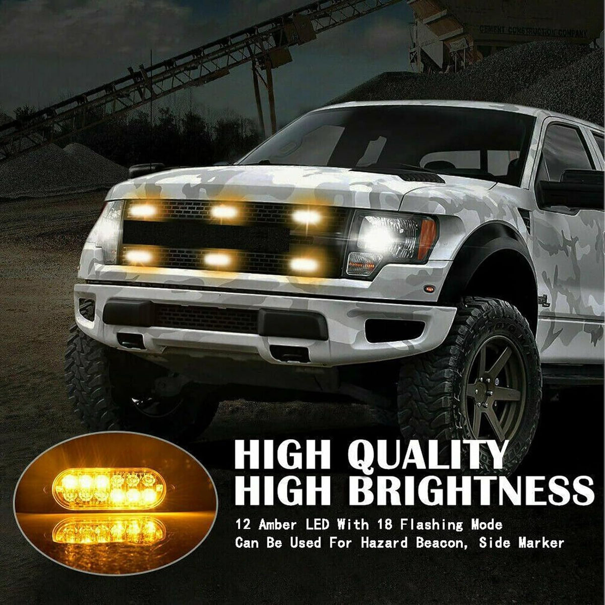 8-Pack 12 LED Vehicles Trucks Emergency Strobe Lights Kit, 12-24V Light