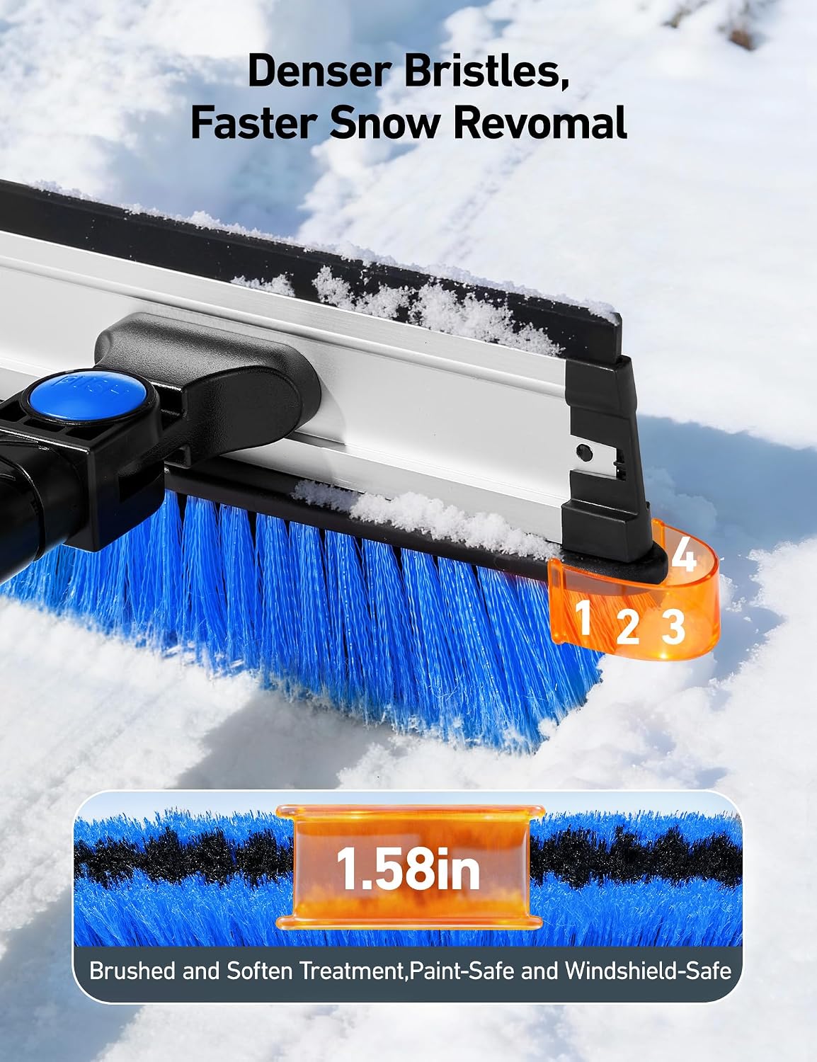 AstroAI 47" Extendable 3-in-1 Snow Brush & Ice Scrapers for Car Windshield