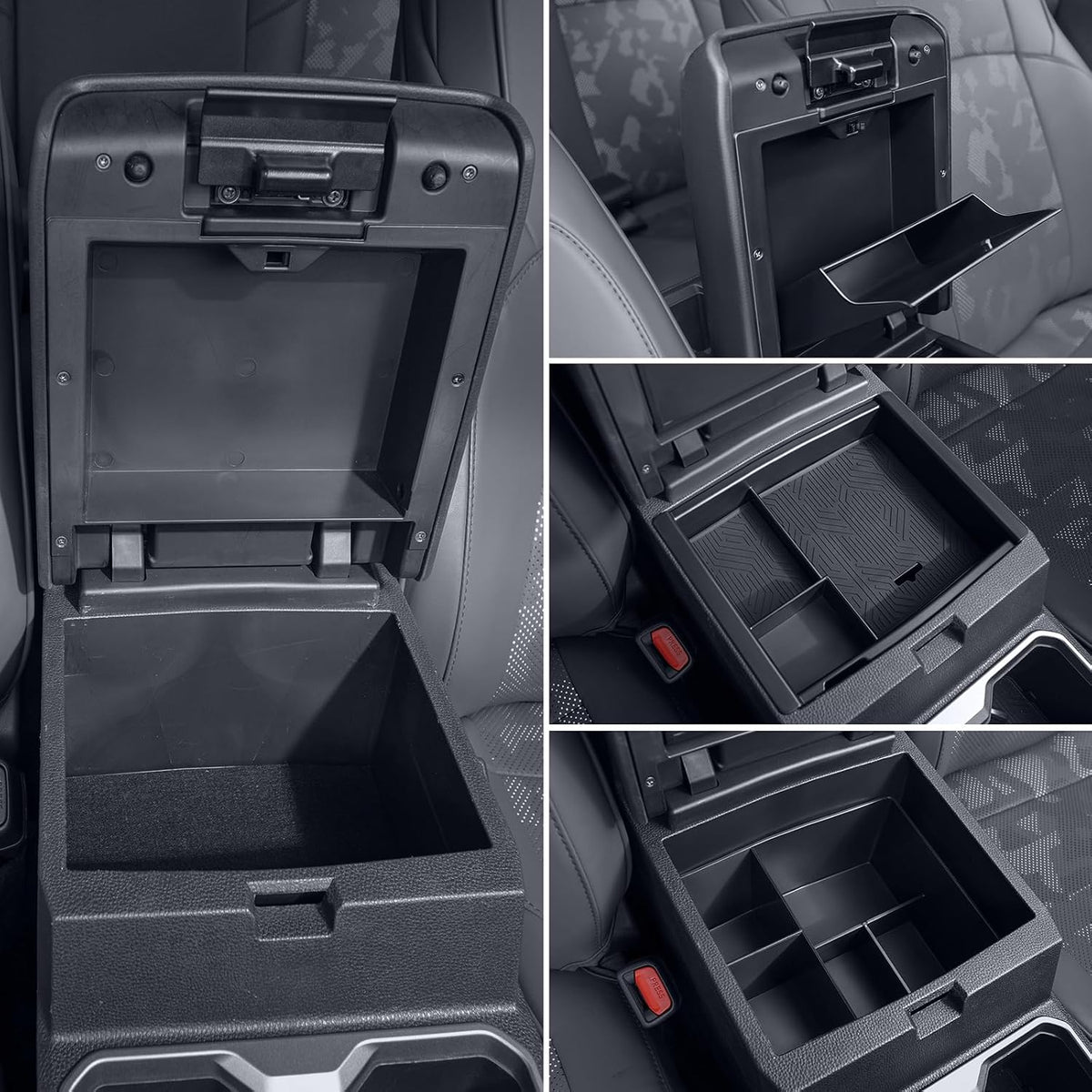 Center Console Divider Organizer for 2024 2025 Toyota Tacoma 4th Gen Accessories Interior Secondary Storage Insert Armrest Hidden Secret Middle Console Storage Box Tray Coin Holder