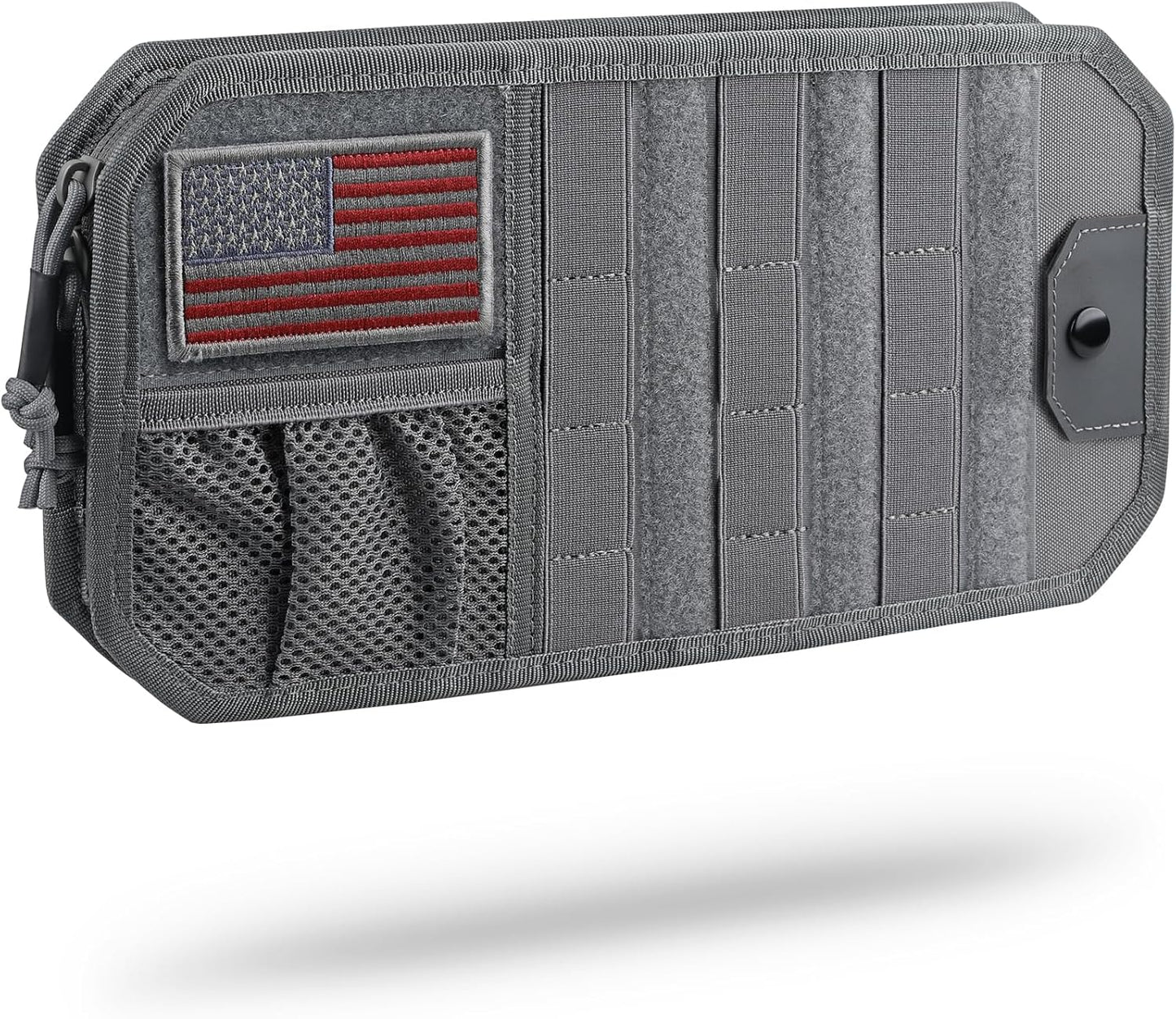 WYNEX Molle Car Sun Visor Organizer, Car Accessories with Zip Storage Pouch & Glasses Holder, Semi-Rigid Molle Panel with Patch for Tactical Gears, Fits Most Cars, Trucks, Pickups, Patrols