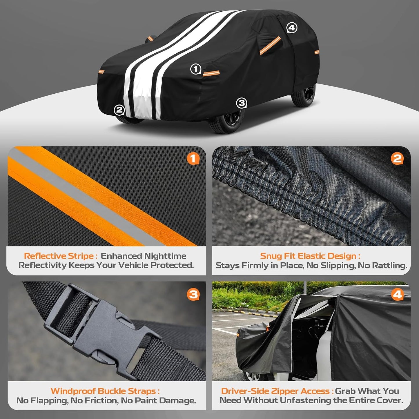 Kayme Jeep Wrangler Car Cover Waterproof All Weather, Custom Fit for Wrangler 4 Dr/Unlimited 4 Door JK JL (2006-2026), Gift with Tape/Towel, Outdoor Full Exterior Cover Rain Snow Sun UV Protection.