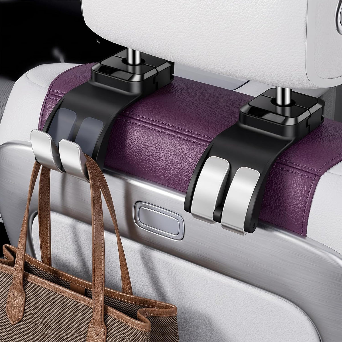 2PCS Purse Hook for Car Seats Headrest,Universal,Keep Car Tidy,Black