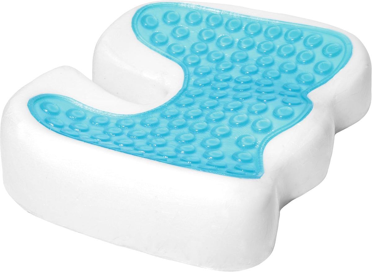 Deluxe Comfort Coccyx Orthopedic Gel Enhanced Comfort Foam – Sciatica Relief – Tailbone Support – Great for Car or Office – Seat Cushion, Grey