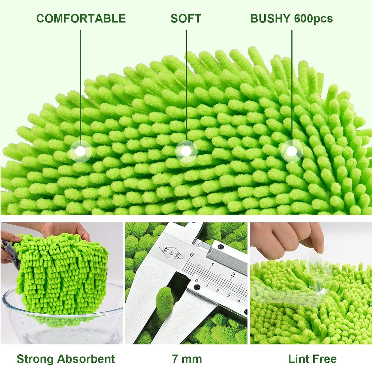Ordenado 62" Car Wash Brush Kit Mitt Mop Sponge with Long Handle Chenille Microfiber Car Cleaning Brush Kit Supplies Car Washing Mop Kit Car Care Kit of Scratch-Free Replacement Head for Car RV Truck