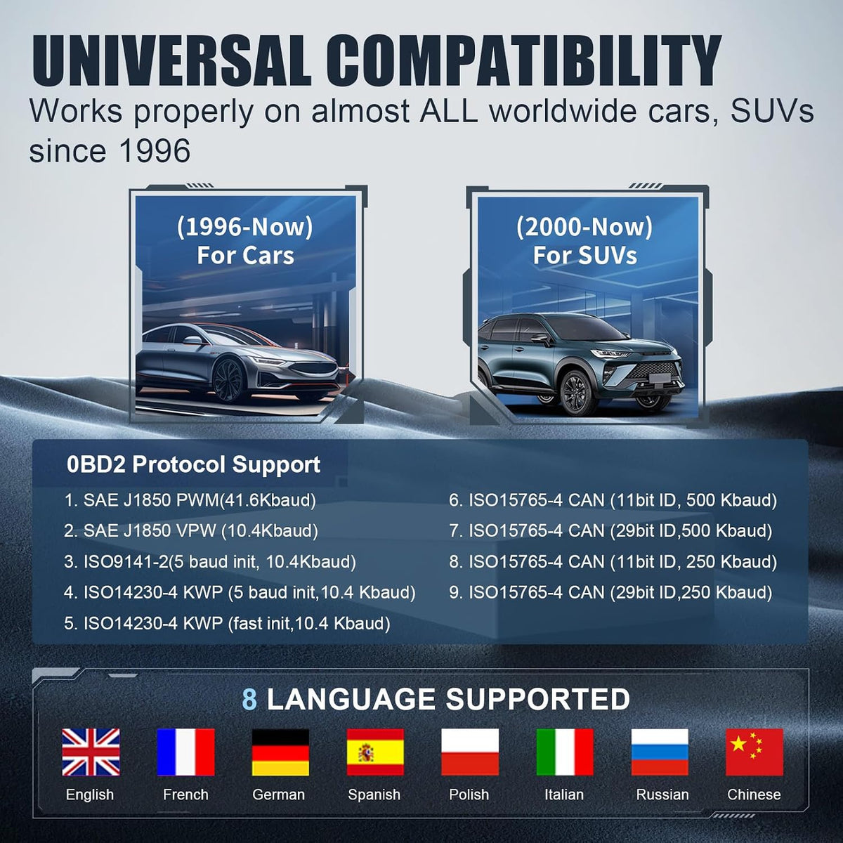 V860 OBD2 Scanner for Car and Trucks,Diagnostic Tools and Code Reader for Engine Check,Battery Test, O2 Sensor and EVAP Leak for Annual Check Readiness,Printable Export,Vehicle After 1996