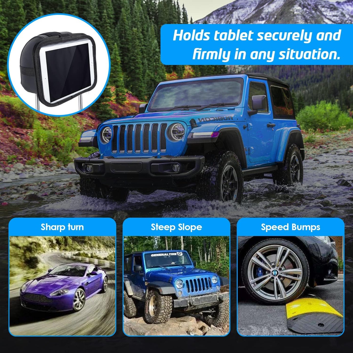 Universal Tablet Headrest Mount – Adjustable, Lightweight, and Durable Car Holder for iPads, Tablets, and E-Readers (Fits Devices Up to 10-inch Screen)
