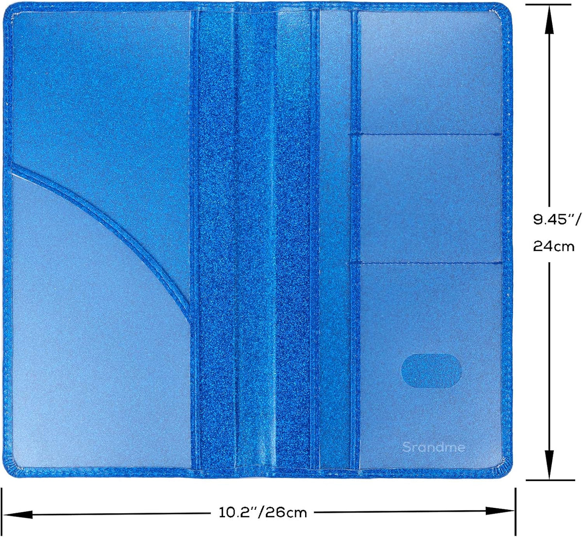 Leather Car Registration and Insurance Holder Magnetic Shut, Glitter Blue