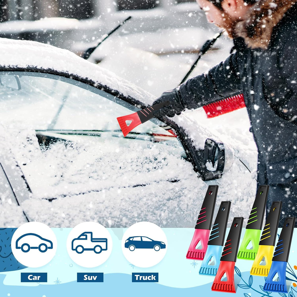Frienda 6 Pcs Plastic Ice Scrapers for Car Freezer Frost Remover Scoop Auto Windshield Scraper Freezer Defrost Ice Shovel for Car Windshield Cleaning Tool Winter Auto Accessories