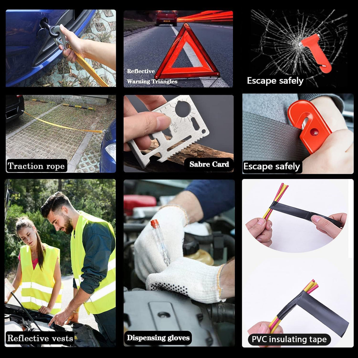 Car Emergency Kit with Jumper Cables Car Safety Kit Vehicle Emergency