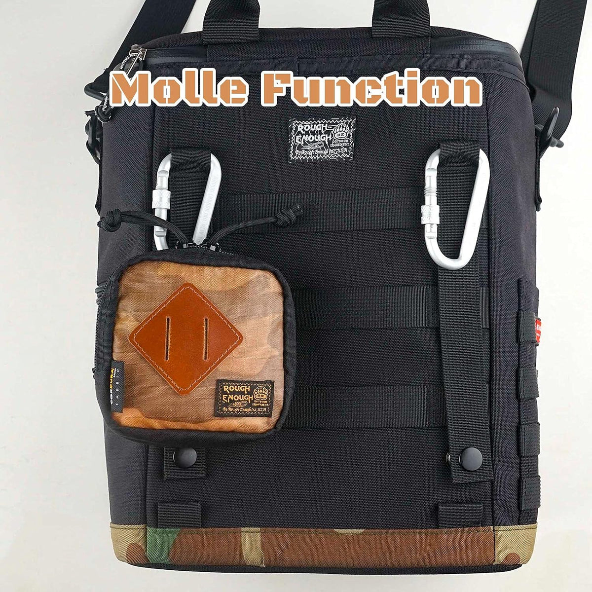 Rough Enough EDC Belt Pouch for Men Coin Organizer Small Tactical Molle Pouch with Magnetic Buckle Zipper for Outdoor Gear Desert Camo and Black Cordura