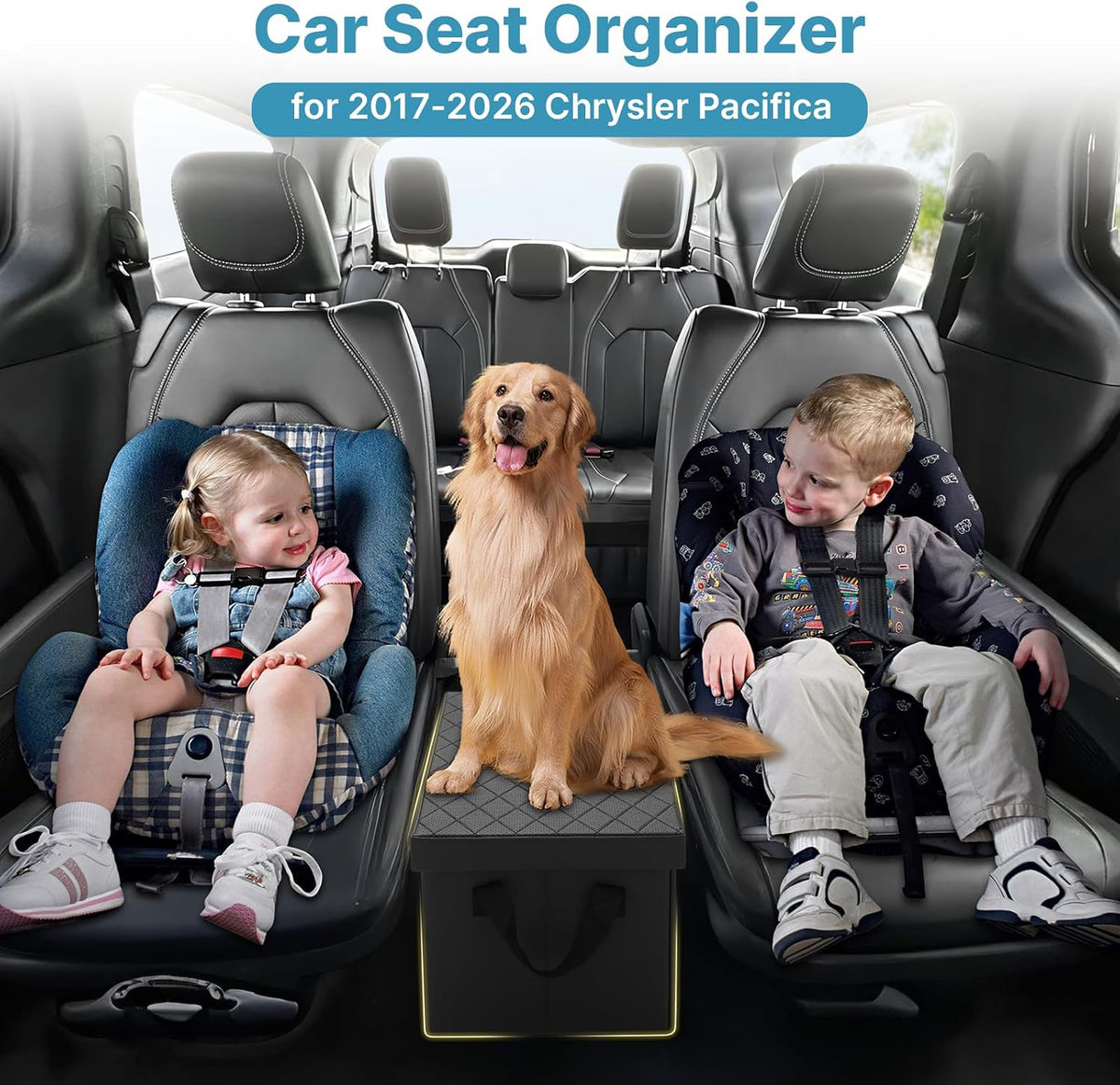 Mixsuper Liner Car Seat Organizer for Chrysler Pacifica 2017-2026, Console Organizer Backseat Box for Pacifica, Supplies Dog Box Storage Bin Travel Accessories