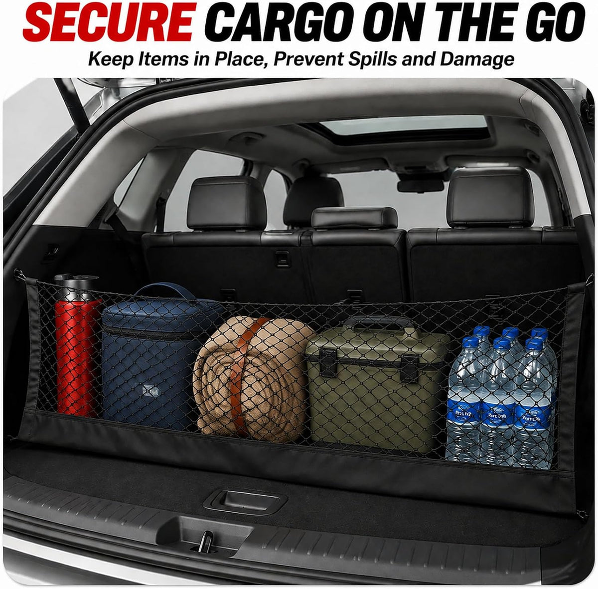 Fit for Mazda CX-5 2013-2026 Envelope Style Rear Tailgate Cargo Net, Custom Fit CX5 Accessories Liftgate Storage Organizer, Heavy Duty Elastic Mesh with Reinforced Carabiners