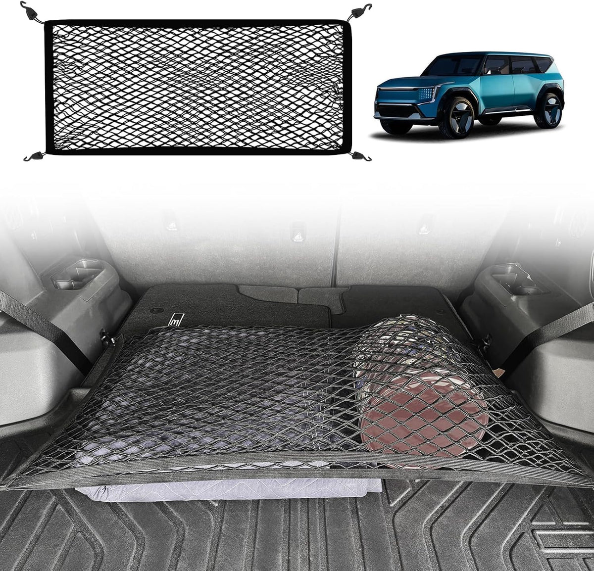 BestEvMod Trunk Cargo Envelope Style Mesh Net for 2024 2025 2026 Kia EV9