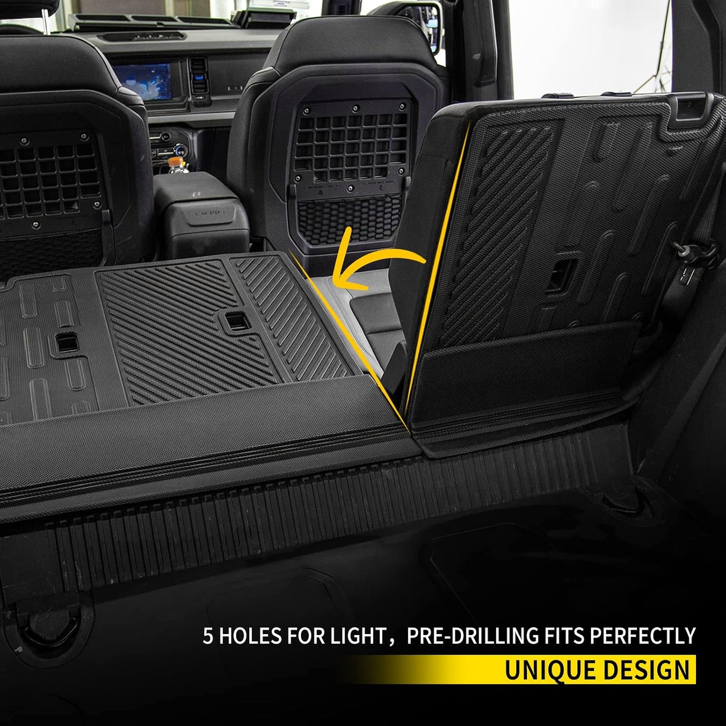 Cargo Mat Compatible with 2021-2024 2025 2026 Ford Bronco Back Seat Cover Protector Split Seat Cargo Liner Trunk Mat Kick Mat for Ford Bronco Accessories 4 Door (4 PCS Rear Backrest Mats)