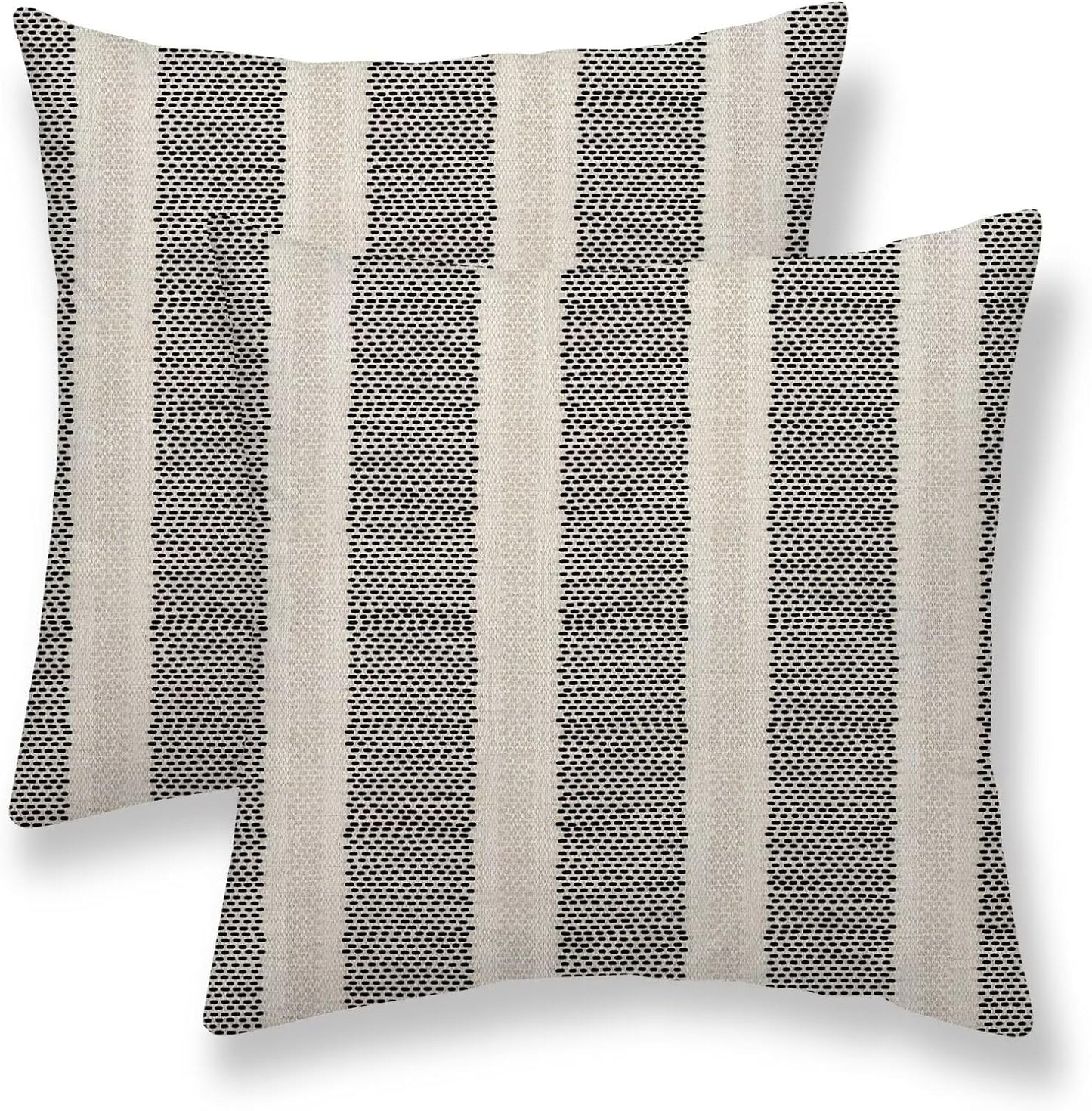 Black Polka Dot Pillow Covers 16 x 16 Inch Set of 2 Boho Striped Decorative Outdoor Throw Pillow Covers Linen Modern Geometry Cushion Cases for Home Sofa Couch Living Room Decor