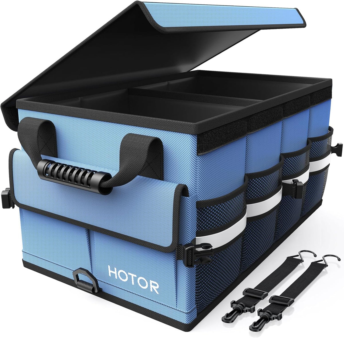 HOTOR Car Trunk Organizer - Foldable Car Storage for SUV, 2 Compartments