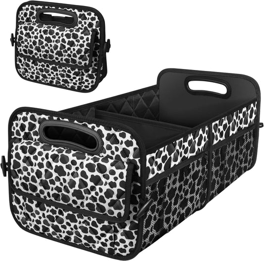 Deosk Trunk Organziers and Storage with Reinforced Handles,Car Accessories for Women/Men 50L Waterproof Polyester Trunk Organzier for Car/SUV/Minivan/Truck(Medium, Cow print)