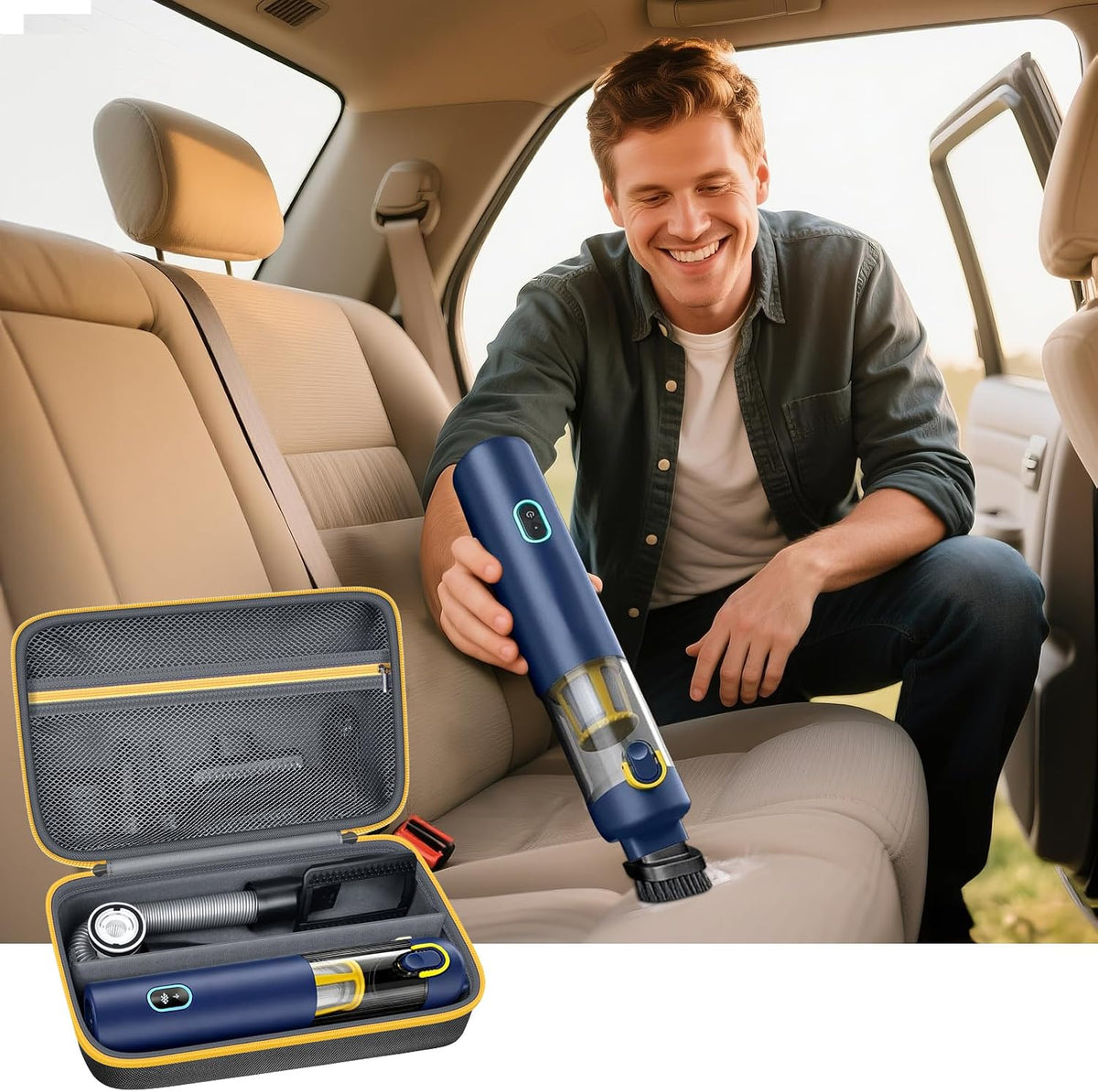 GWCASE Car Vacuum Case Compatible with Fanttik V8/V10 Apex/Mate, Case Only | Removable Divider, Mesh Pocket for Accessories, EVA Shell for Trunk and Garage Storage