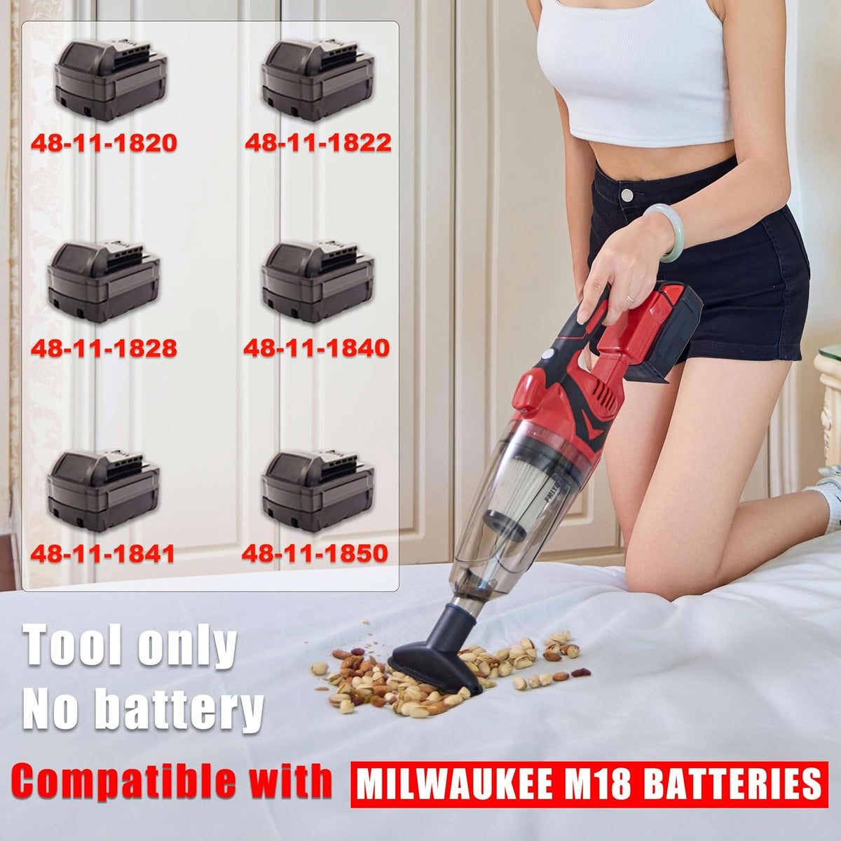 Cordless Handheld Vacuum Cleaner for Milwaukee M18 Battery,No Battery
