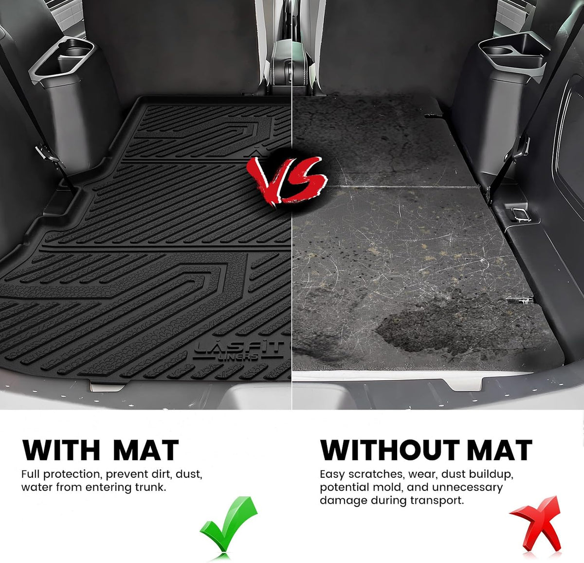 LASFIT Cargo Mat for Ford Explorer 2011-2014 & 2015-2019 Trunk Liner
