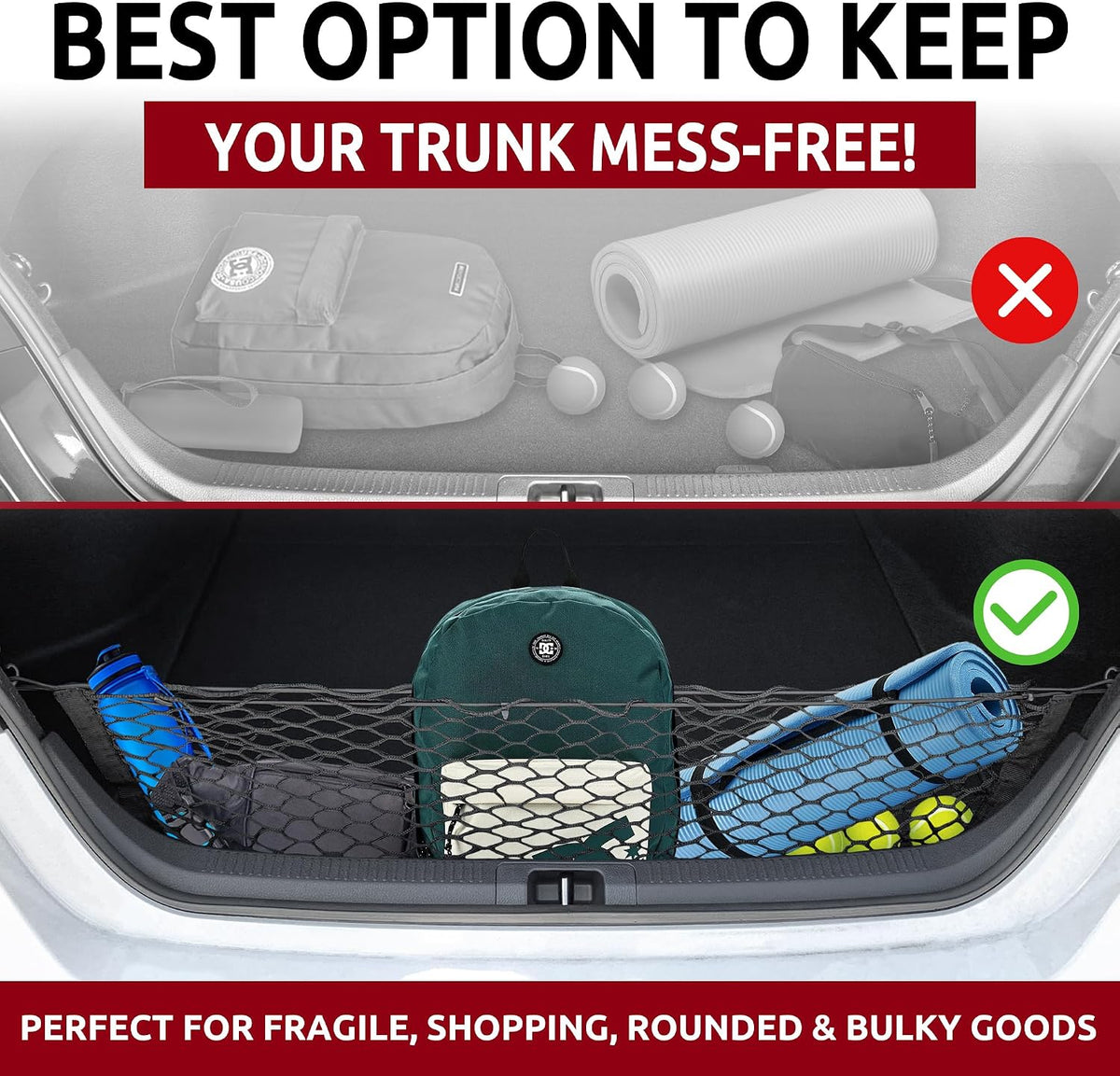 Envelope Style Trunk Mesh Cargo Net Compatible with Toyota Camry 2002-2026 - Car Accessories - Premium Trunk Organizers and Storage - Cargo Net for SUV - Vehicle Carrier Organizer for Toyota Camry