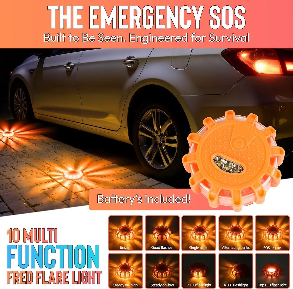 Survival kit - KVNTR Car Emergency Kit - First Aid Kit for Car with Tire Inflator, Jumper Cables, LED Flares, Tire Repair Kit with Sealant and Flashlight - Emergency Supplies for Men and Women