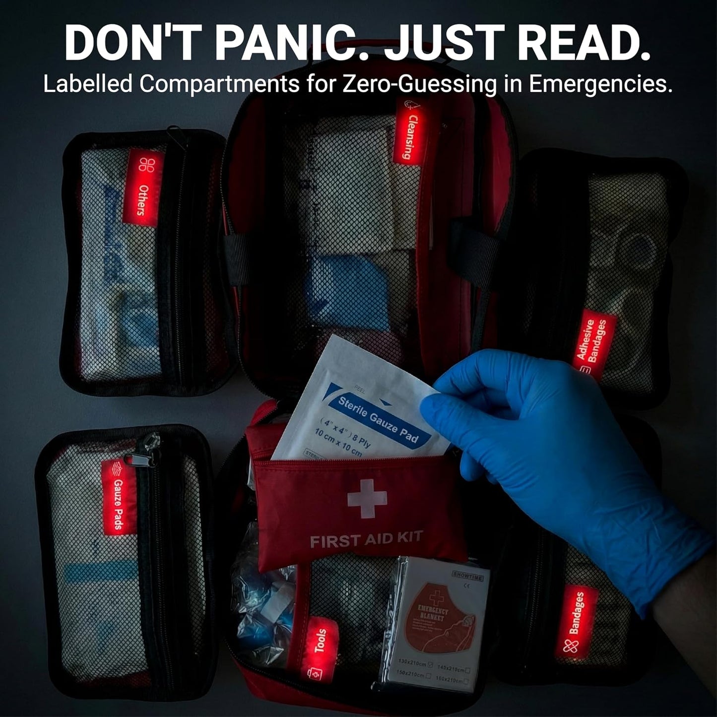 556 Piece Premium Large First Aid Kit, Survival Medical Bag with Labelled Compartments, Workplace Essential for Home & Sports, Molle Tactical Rip-Away Design, First Responders' Choice for Trauma