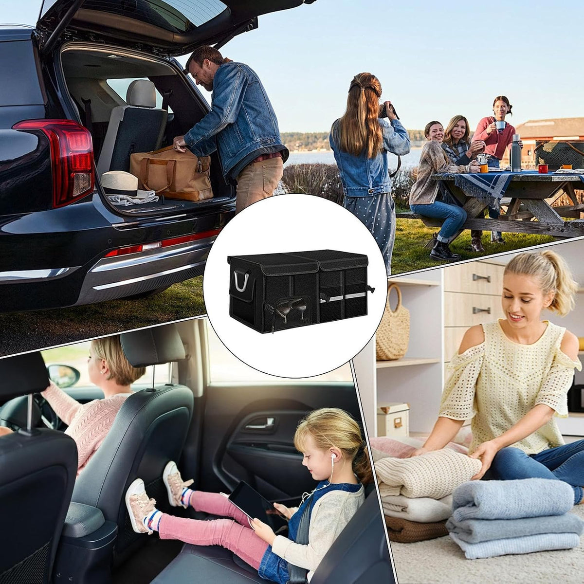 Trunk Organizer for SUV Foldable Large Capacity Multi Compartment