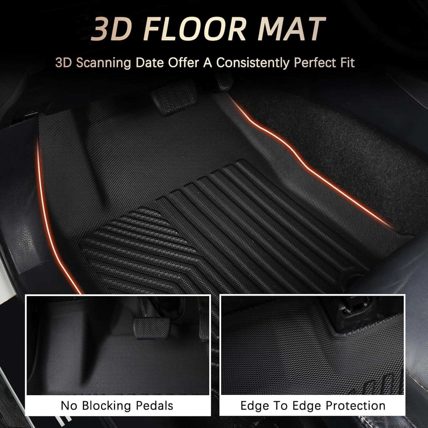 All-Weather Car Floor Mats for Toyota RAV4 2025-2019 &amp; RAV4 Hybrid, Custom Fit TPE Floor Liners &amp; Cargo Trunk Mat Full Set, Black Car Accessories for Rav 4 LE XLE Limited Adventure TRD Off-Road