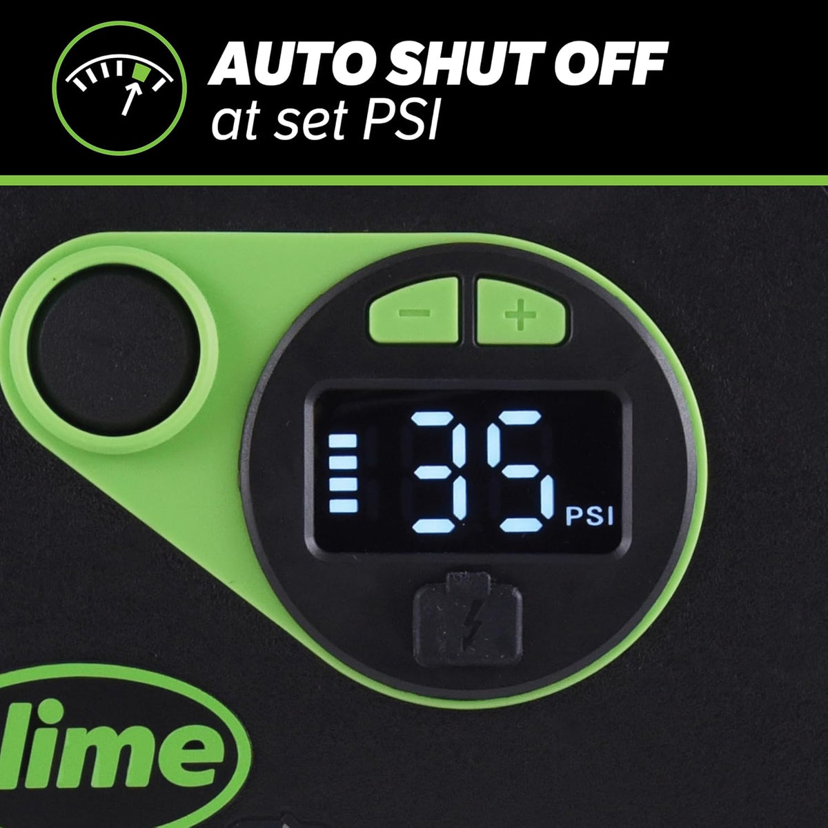 Slime 40085 Tire Inflator, Cordless, Multi-Purpose, Portable Air Compressor Pump, Auto Shut-Off, Lithium Ion Battery and LED Light, Rechargeable, 6 min Inflation