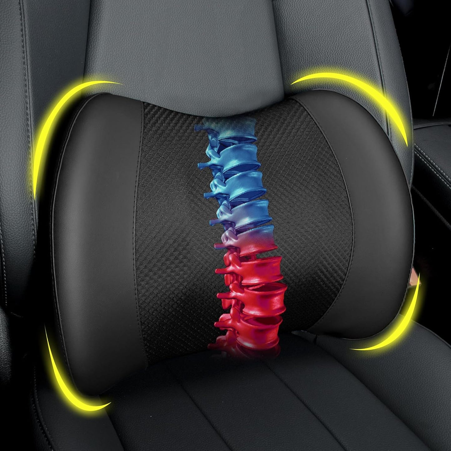 Lofty Aim Lumbar Support Pillow for Car, Car Seat Back Support for Driving | Memory Foam Car Lumbar Support for Driving Seat, Car Back Cushion, Adjustable Straps, Lower Back Pillow, Office Chairs, Black