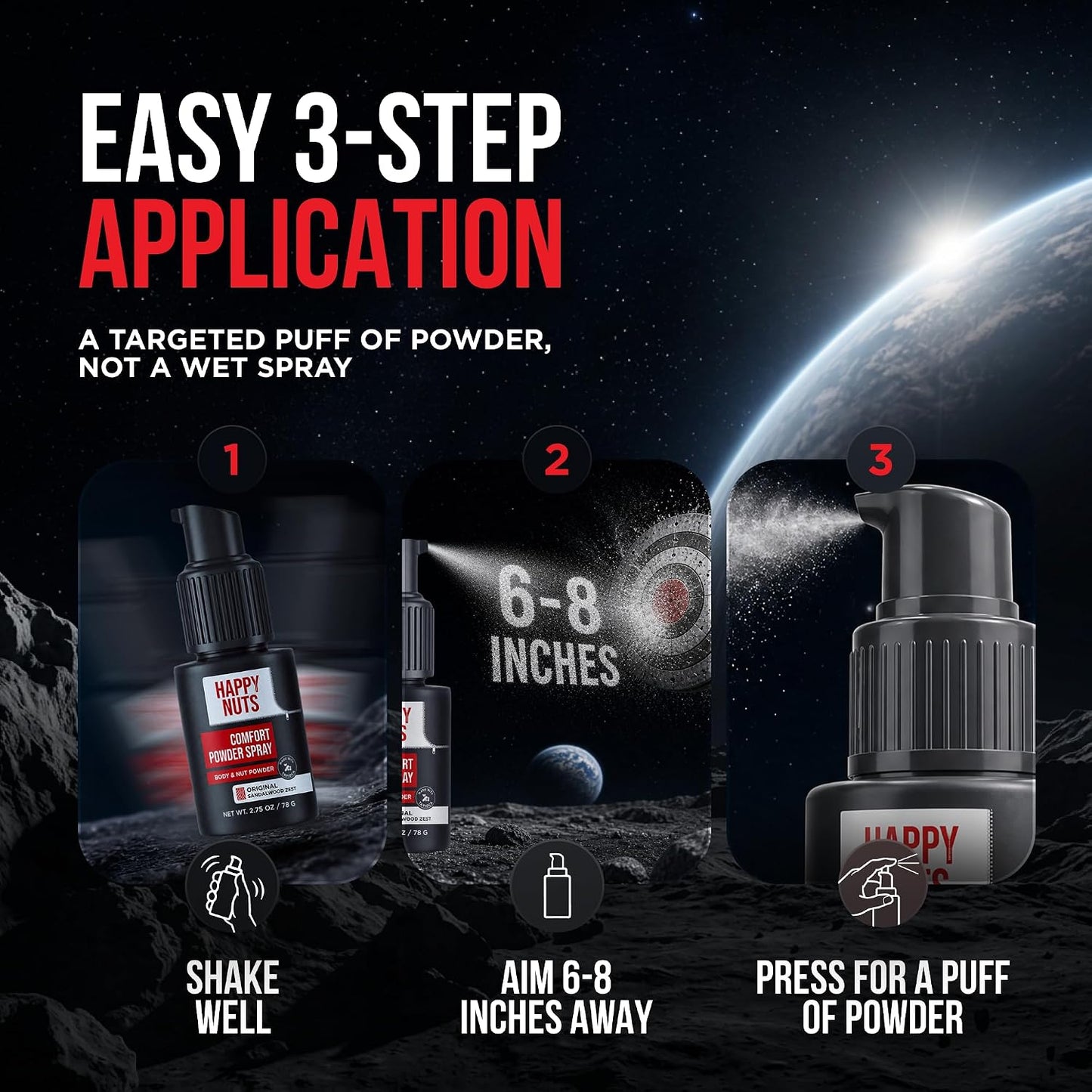 HAPPY NUTS Comfort Powder Spray: Anti Chafing & Mens Deodorant, Aluminum-Free, Sweat and Odor Control for Jock Itch, Groin and Men's Private Parts