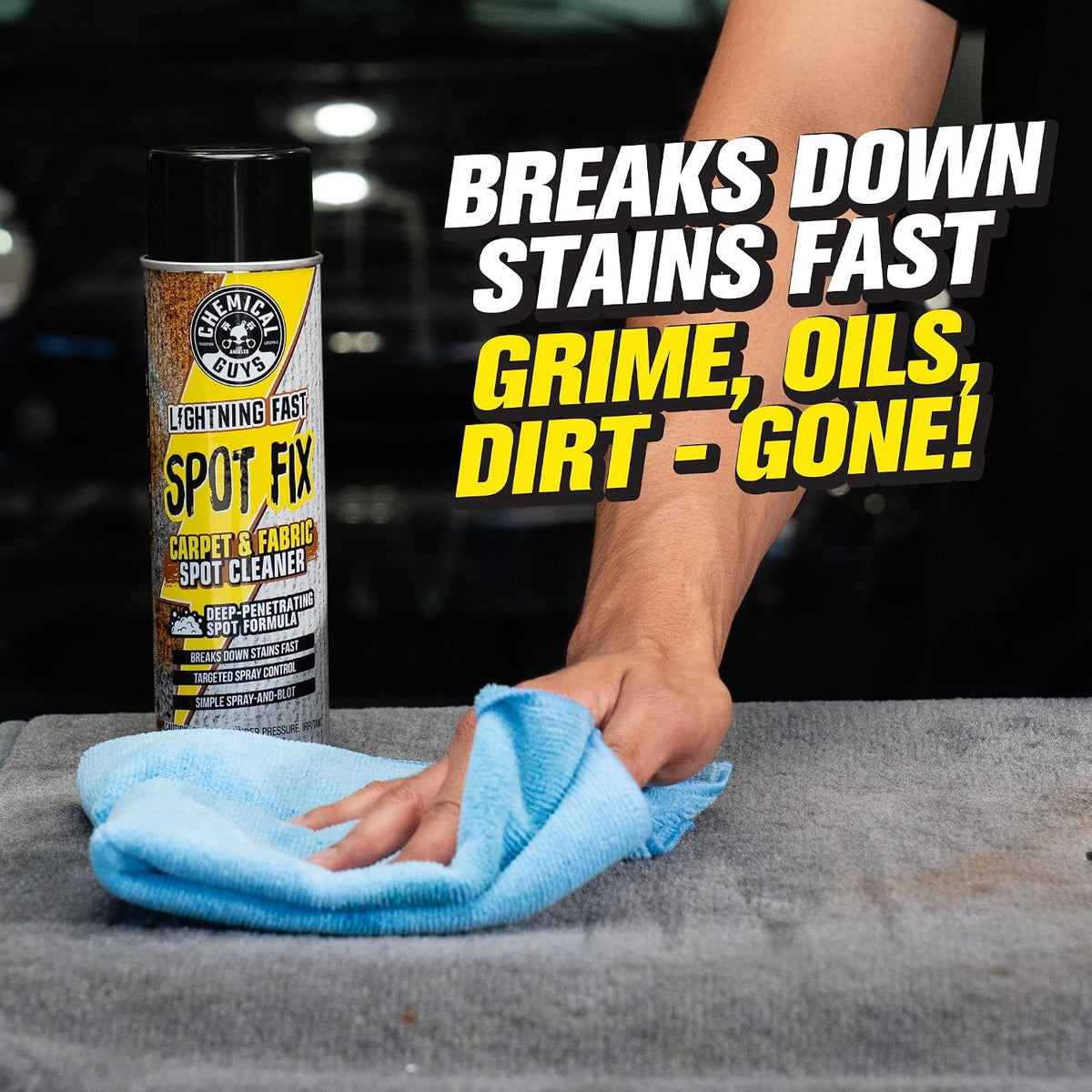 Chemical Guys Lightning Fast Carpet Spot Cleaner 18 oz Aerosol, Fabric Stain Extractor For Car Carpets, Seats, Floor Mats And Upholstery With Precision Spray Application