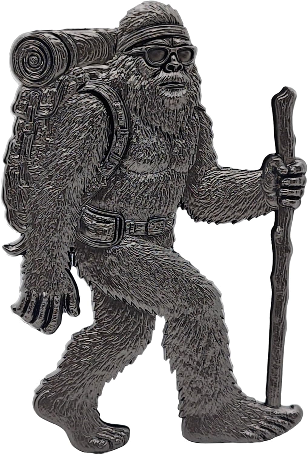 Bigfoot Camping Emblem – 3D Metal Sasquatch Badge for Cars, Campers, and Coolers (Black)